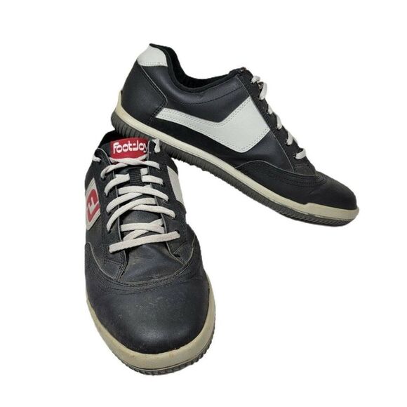 FootJoy 8 Medium Greenjoys SPIKELESS Men's Golf Shoes 45317 Black White Red EUC
